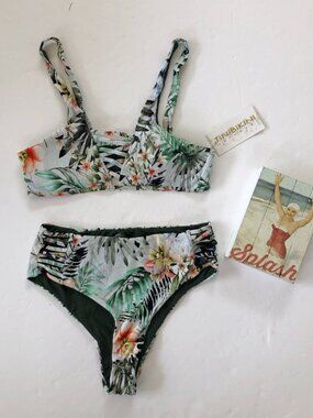 tinibikini Tropical Print bikni two piece Large NWT